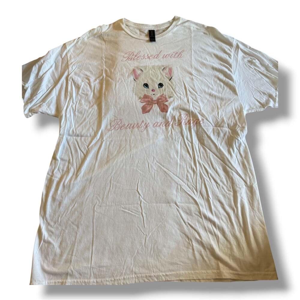 Lana Del Rey Gildan 'Blessed with Beauty and Rage' Graphic Kitten T-Shirt